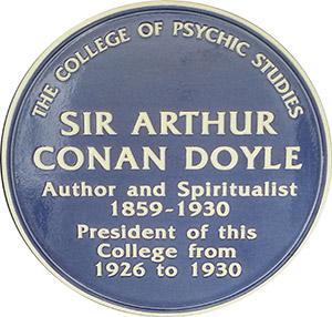 Image of blue plaque commemorating Sir Arthur Conan Doyle as president of the College
