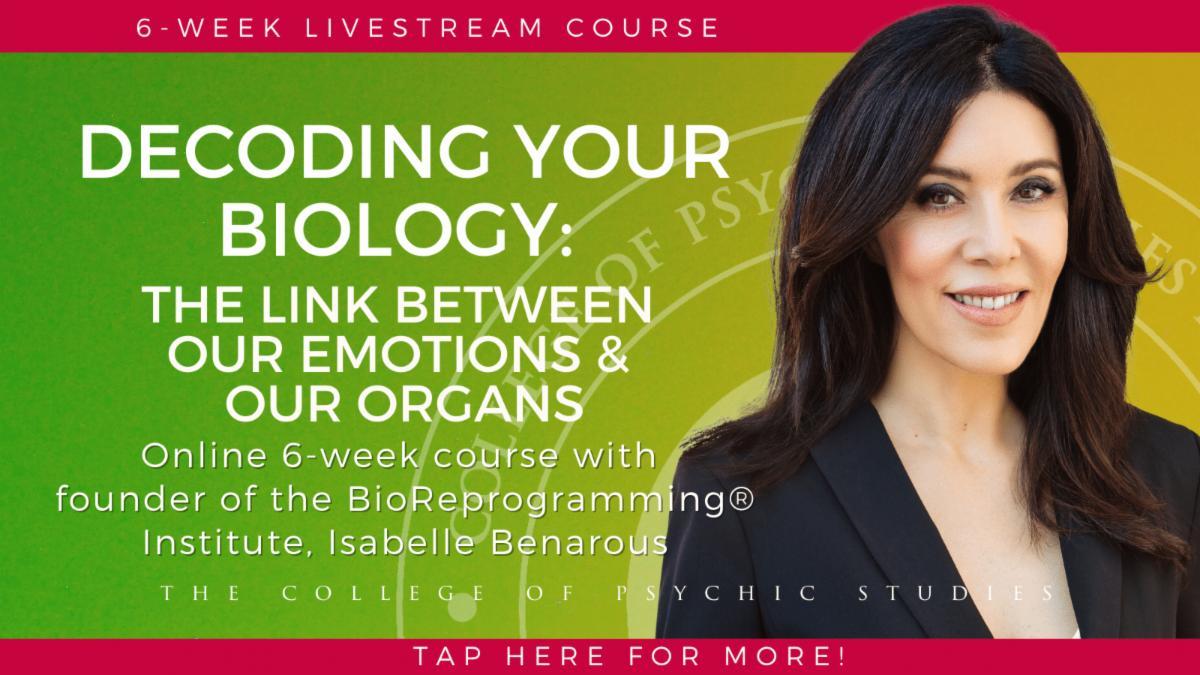 Isabelle Benarous on a banner for Decoding Your Biology course