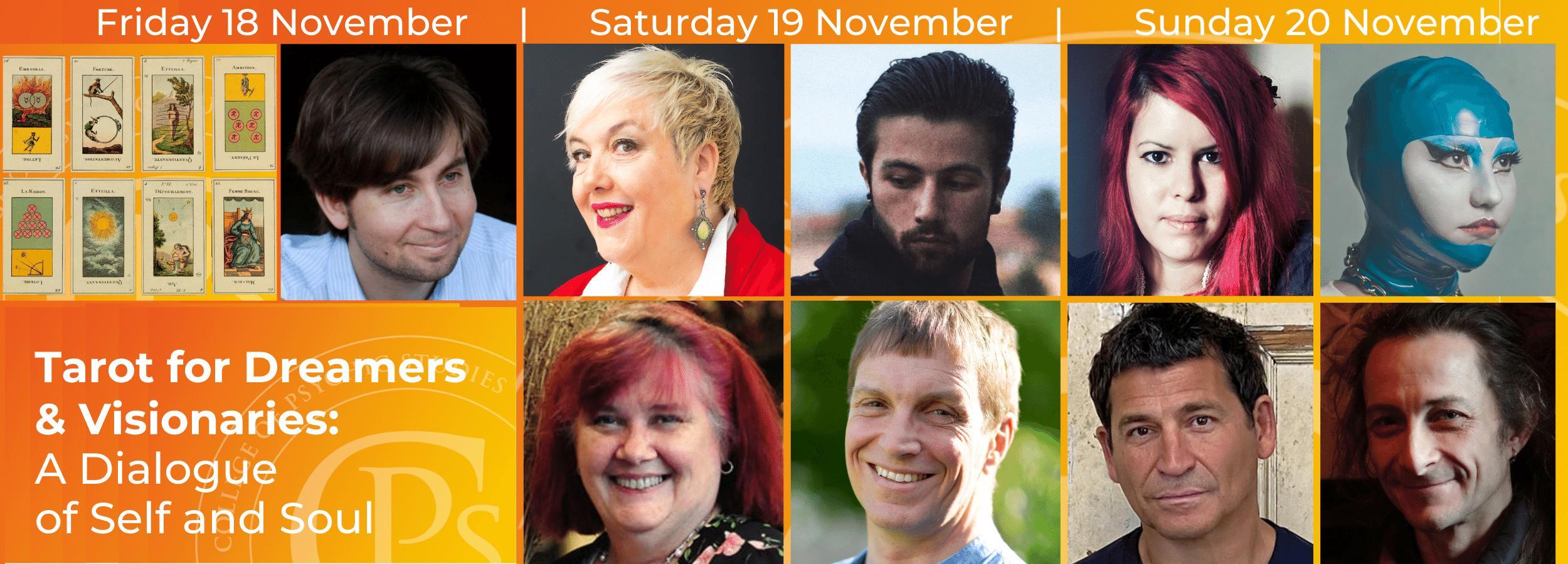 Tarot Symposium speakers: Etal Ilfeld, Avril Price, Nicolas Bruno, Geraldine Beskin, Robert Shehu-Ansell, Laetitia Barbier, Olivia M Healy, Jonathan Allen, Julian Vayne