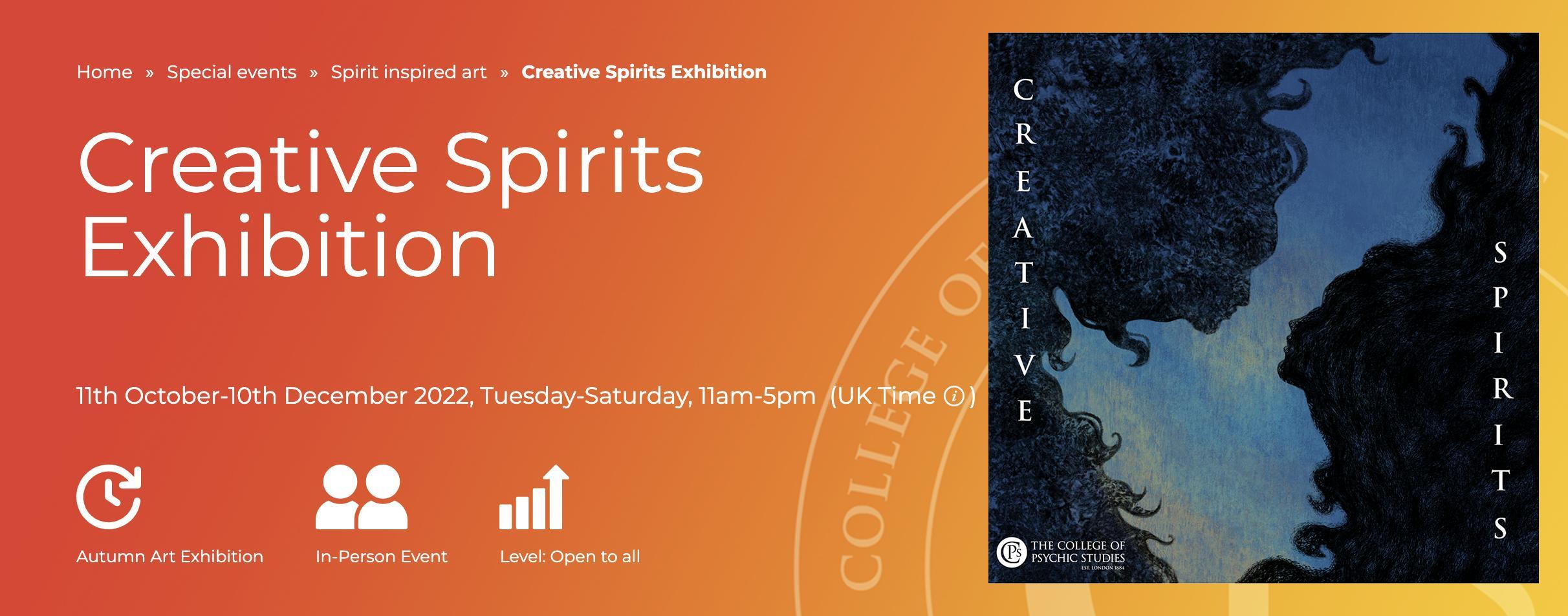 Banner for Creative Spirits exhibition, with Anna Mary Howitt Watts' work
