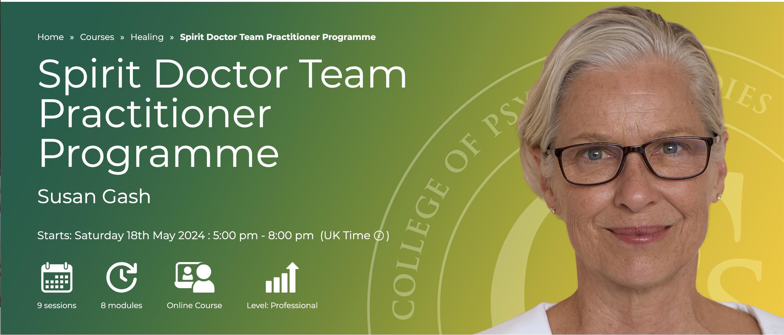 Banner with link to Spirit Doctor Team Practitioner Programme