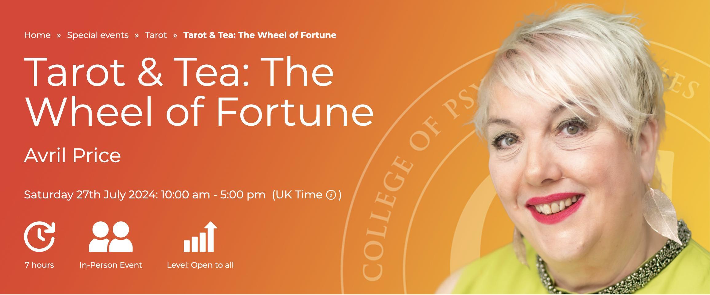 Banner with link to Tarot and Tea: The Wheel of Fortune