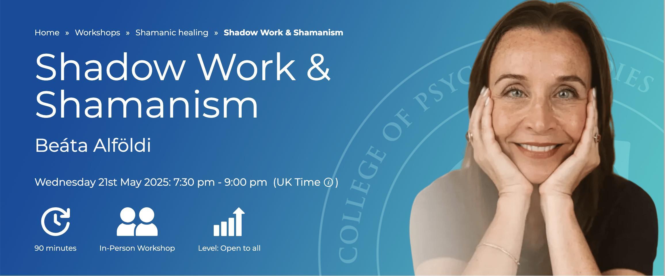 Banner with link to shadow work and shamanism workshop