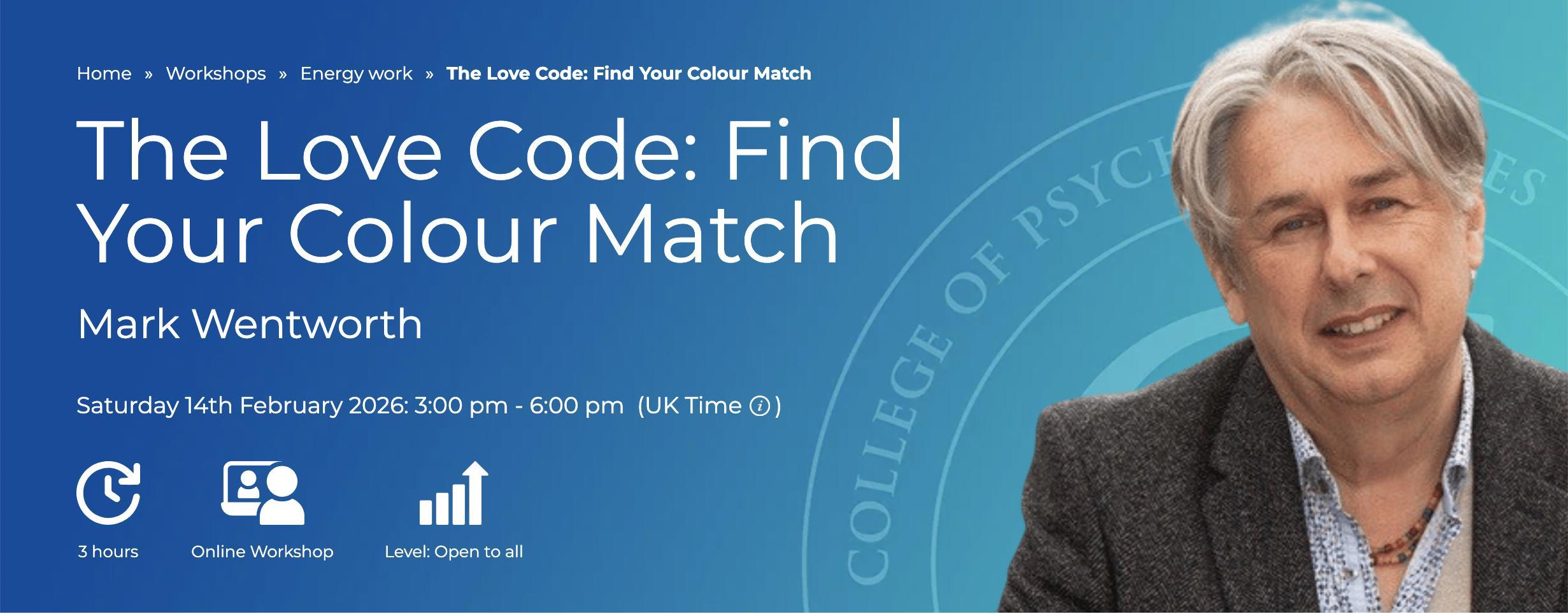 Banner with link to Love Code Mark Wentworth workshop