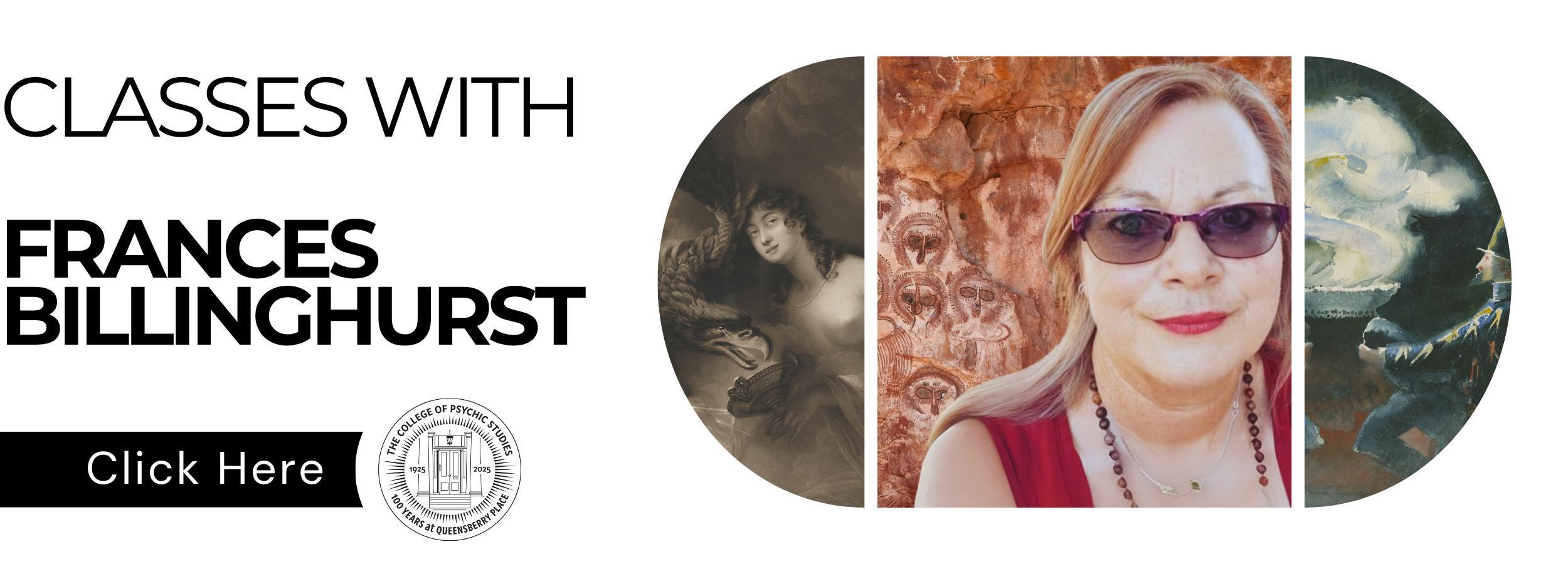 Banner linking to Frances Billinghurst's Page and upcoming events